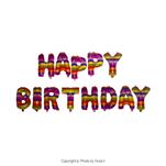 بادکنک فویلی  HAPPY BIRTHDAY راه راه چند رنگ