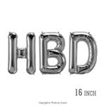 بادکنک فویلی حروف HBD نقره ای